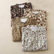 Buddha Stones Casual Florals Crew Neck Cotton Linen Women's Shirt - image 31