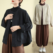 Buddha Stones Plain Design Long Sleeve Women's Cotton Linen Jacket With Pockets - image 18