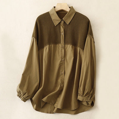 Buddha Stones Plain Stand Collar Women's Cotton Corduroy Jacket - DarkGoldenrod - US14，UK/AU18，EU46 (2XL) - image 1