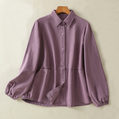 Buddha Stones Plain Button Design Stand Collar Women's Cotton Jacket - Plum - US14，UK/AU18，EU46 (2XL) - image 1
