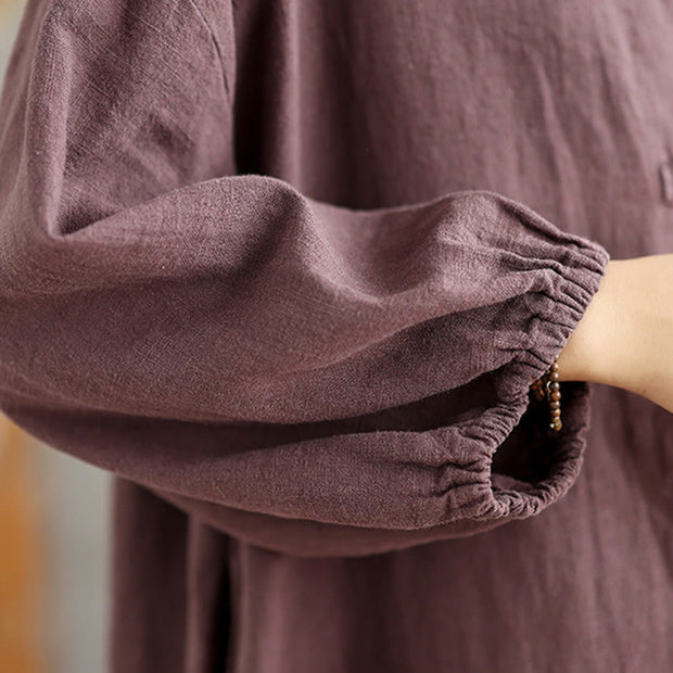Buddha Stones Casual Frog-button Women's Cotton Linen Coat With Pockets - image 8