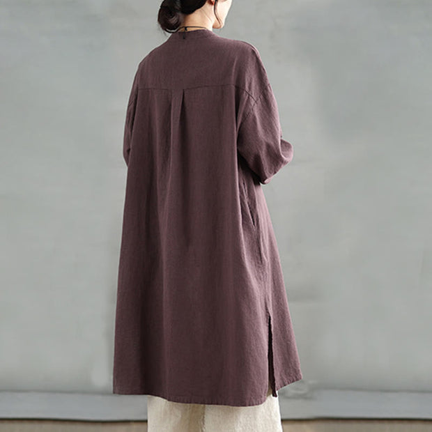 Buddha Stones Casual Frog-button Women's Cotton Linen Coat With Pockets - image 6