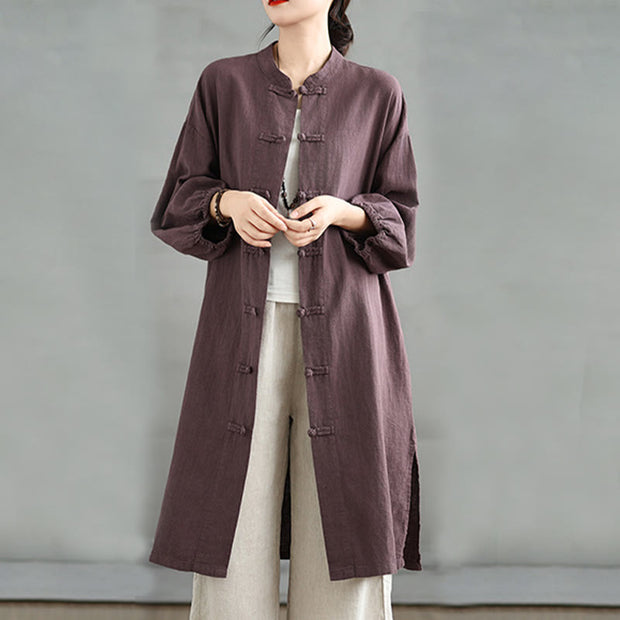 Buddha Stones Casual Frog-button Women's Cotton Linen Coat With Pockets - image 2