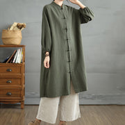 Buddha Stones Casual Frog-button Women's Cotton Linen Coat With Pockets - image 12