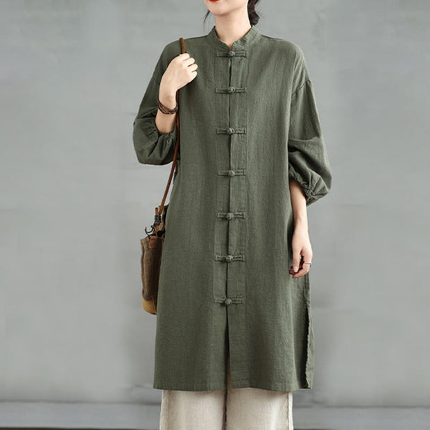 Buddha Stones Casual Frog-button Women's Cotton Linen Coat With Pockets - image 16