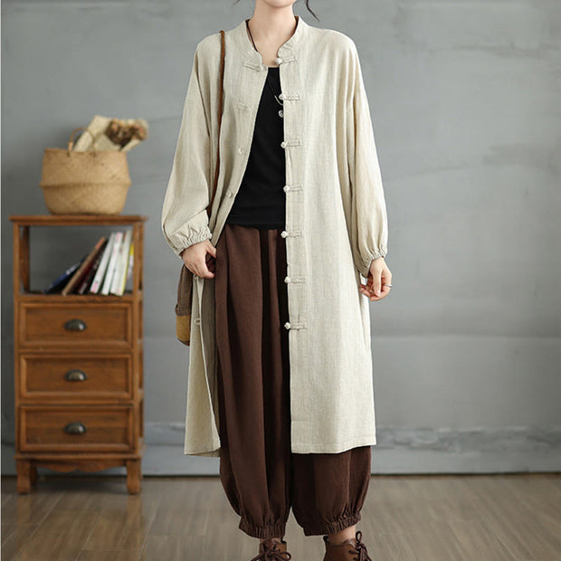 Buddha Stones Casual Frog-button Women's Cotton Linen Coat With Pockets - image 20