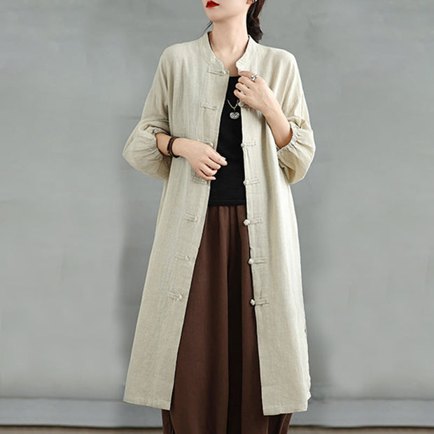 Buddha Stones Casual Frog-button Women's Cotton Linen Coat With Pockets - image 21