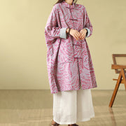 Buddha Stones Frog-button Vine Leaves Women's Cotton Linen Coat With Pockets - image 11