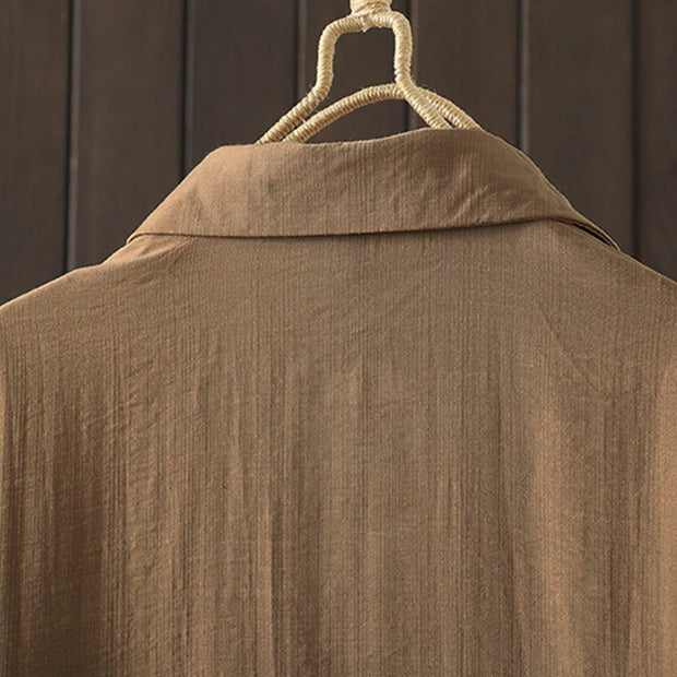 Buddha Stones Plain Buttons Women's Cotton Coat With Pockets - image 3