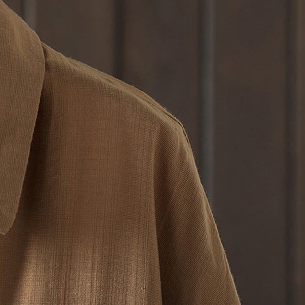 Buddha Stones Plain Buttons Women's Cotton Coat With Pockets - image 5