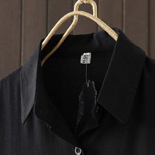 Buddha Stones Plain Buttons Women's Cotton Coat With Pockets - image 12