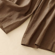 Buddha Stones Plain Color Frog-Button Cotton Linen Women's Wide Leg Pants With Pockets - image 4