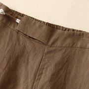 Buddha Stones Plain Color Frog-Button Cotton Linen Women's Wide Leg Pants With Pockets - image 3