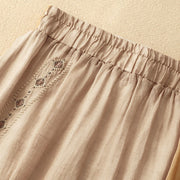 Buddha Stones Ethnic Vintage Embroidery Button Design Women's Cotton Linen 7-8 Length Skirt - image 15