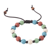 Buddha Stones Colorful Lava Rock Support Bracelet - Green+Red+Blue+White Beads(Wrist Circumference: 15-22cm) - image 7