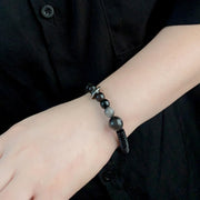 Buddha Stones Silver Sheen Obsidian Coconut Shell Protection Bracelet - image 9