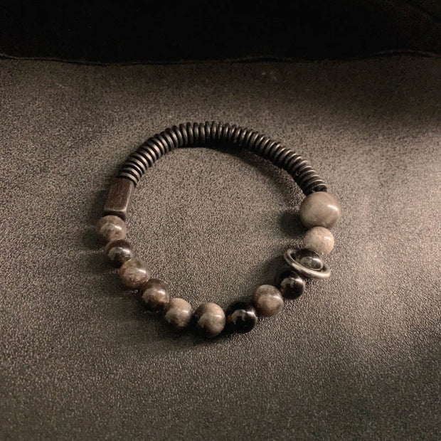 Buddha Stones Silver Sheen Obsidian Coconut Shell Protection Bracelet - Silver Sheen Obsidian & Coconut Shell(Wrist Circumference: 18-20cm) - image 1