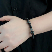 Buddha Stones Silver Sheen Obsidian Coconut Shell Protection Bracelet - image 4