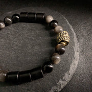 Buddha Stones Silver Sheen Obsidian Ebony Protection Bracelet - image 3