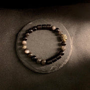 Buddha Stones Silver Sheen Obsidian Ebony Protection Bracelet - image 2
