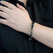 Buddha Stones Silver Sheen Obsidian Ebony Protection Bracelet - image 10