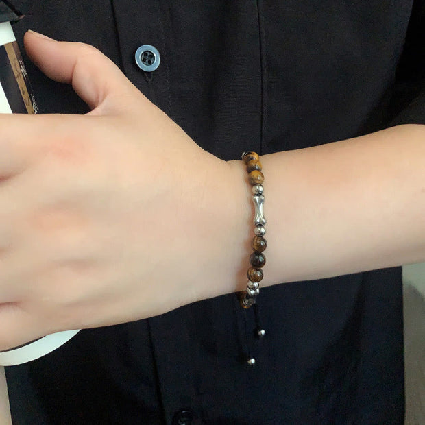 Buddha Stones Cute Bone Pattern Tiger Eye Courage Beads Bracelet - image 5