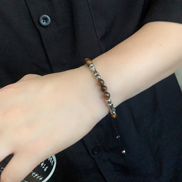Buddha Stones Cute Bone Pattern Tiger Eye Courage Beads Bracelet - image 8