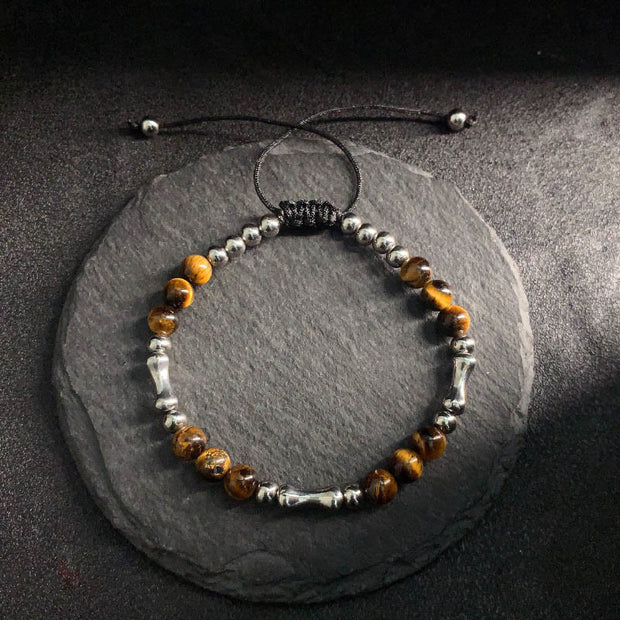 Buddha Stones Cute Bone Pattern Tiger Eye Courage Beads Bracelet - image 3