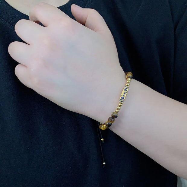 Buddha Stones Cute Bone Pattern Tiger Eye Courage Beads Bracelet - image 4