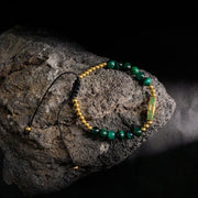 Buddha Stones Cute Bone Pattern Tiger Eye Courage Beads Bracelet - Green Tiger Eye & Titanium Steel(Wrist Circumference: 15-21cm) - image 11