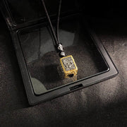Buddha Stones Tibetan Zakiram Goddess Of Wealth Protection Rope Square Necklace Pendant - Mythical Beast - image 4