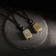 Buddha Stones Tibetan Zakiram Goddess Of Wealth Protection Rope Square Necklace Pendant - image 7