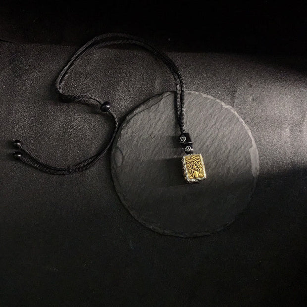 Buddha Stones Tibetan Zakiram Goddess Of Wealth Protection Rope Square Necklace Pendant - image 2