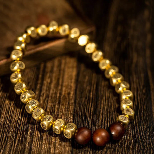 Buddha Stones Copper Brass Lightning Struck Jujube Wood Beads Wealth Bracelet - image 7