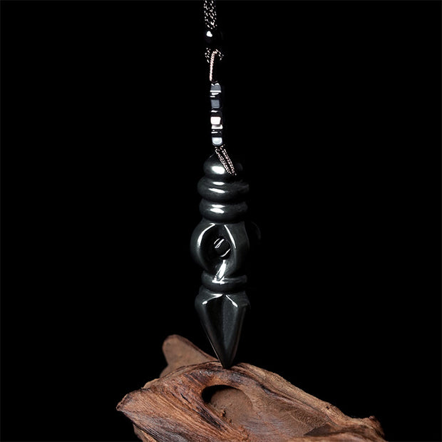 Buddha Stones Tibetan Hetian Cyan Jade Pestle Vajra Dorje Star Harmony Necklace Pendant - image 3