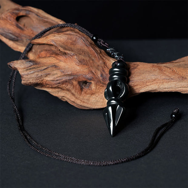 Buddha Stones Tibetan Hetian Cyan Jade Pestle Vajra Dorje Star Harmony Necklace Pendant - image 5
