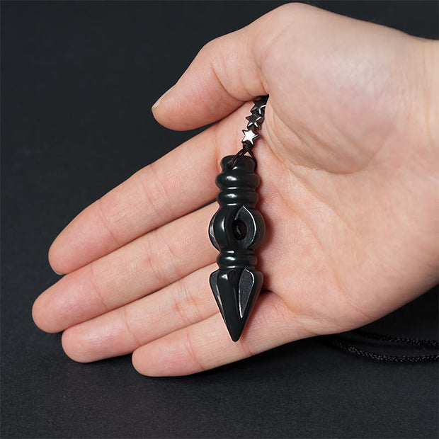 Buddha Stones Tibetan Hetian Cyan Jade Pestle Vajra Dorje Star Harmony Necklace Pendant - image 6