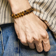 Buddha Stones Natural Tiger Eye Cinnabar Hand-woven Double Row Beads Protection Bracelet - image 4