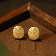 Buddha Stones 925 Sterling Silver Golden Green Chalcedony Strength Earrings  - image 3