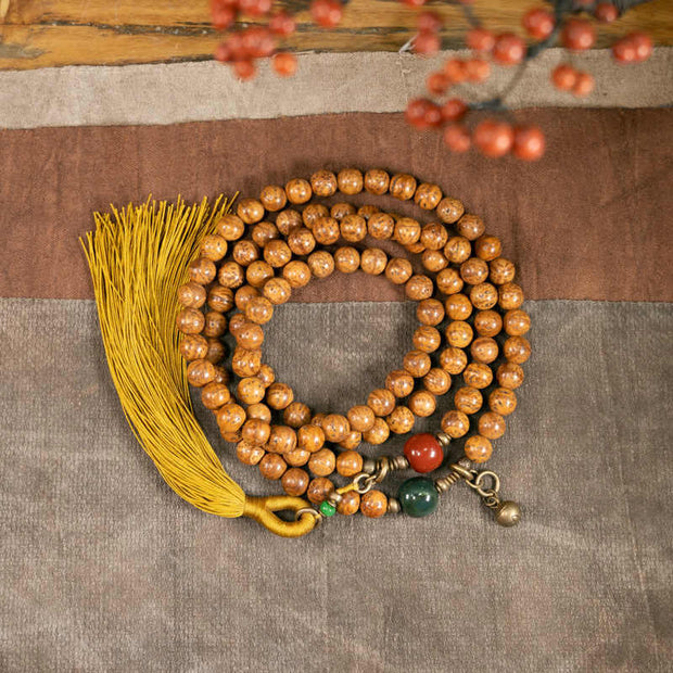 Buddha Stones 108 Mala Beads Bodhi Seed Wisdom Peace Tassel Bracelet - 18cm - image 1