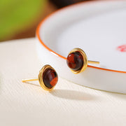 Buddha Stones 925 Sterling Silver Hetian Jade Agate Amber Luck Earrings  - Red Amber(925 Sterling Silver Posts) - image 15