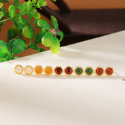 Buddha Stones 925 Sterling Silver Hetian Jade Agate Amber Luck Earrings  - image 22