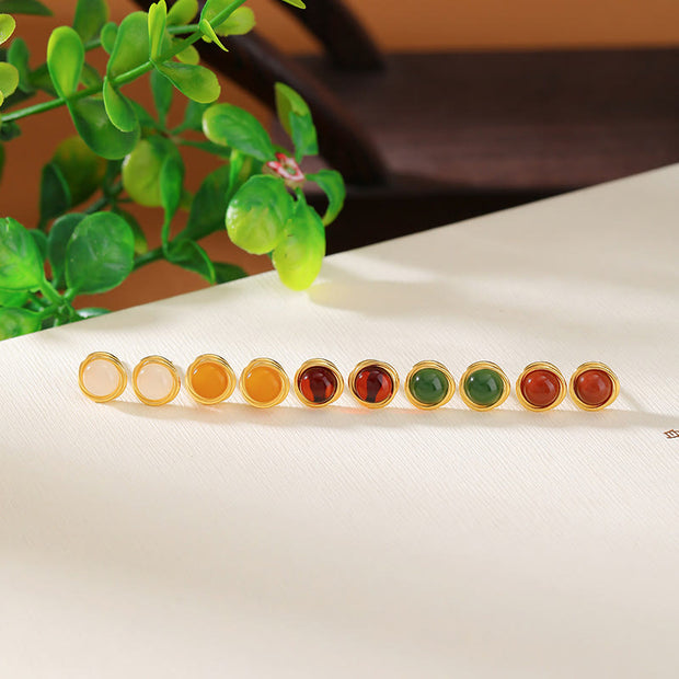 Buddha Stones 925 Sterling Silver Hetian Jade Agate Amber Luck Earrings  - image 22