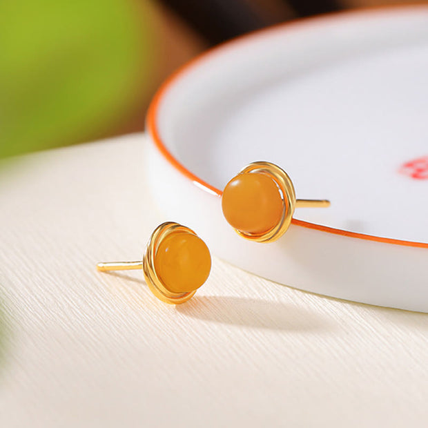 Buddha Stones 925 Sterling Silver Hetian Jade Agate Amber Luck Earrings  - Amber(925 Sterling Silver Posts) - image 18