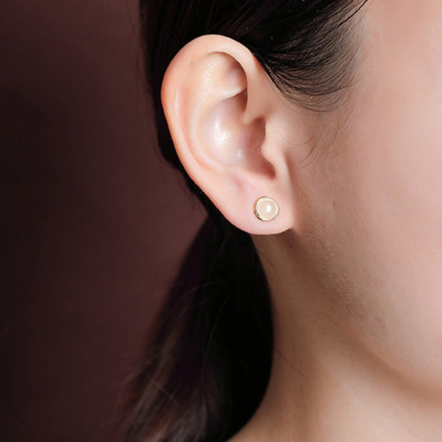Buddha Stones 925 Sterling Silver Hetian Jade Agate Amber Luck Earrings  - image 9