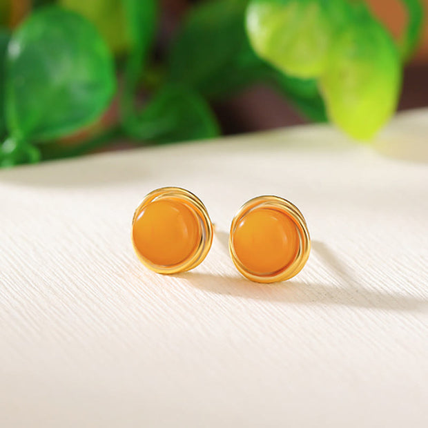 Buddha Stones 925 Sterling Silver Hetian Jade Agate Amber Luck Earrings  - image 19