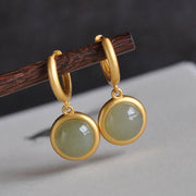 Buddha Stones 925 Sterling Silver White Jade Agate Prosperity Earrings  - Jade(925 Sterling Silver Posts) - image 5