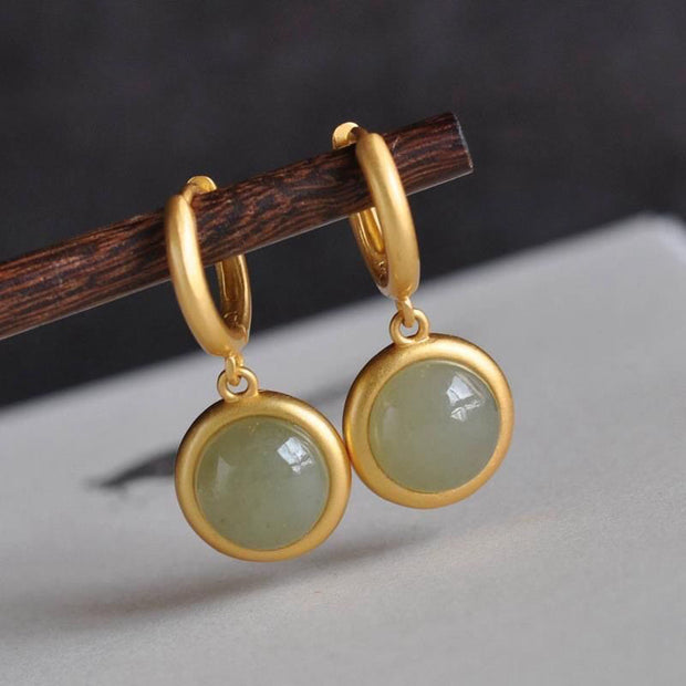 Buddha Stones 925 Sterling Silver White Jade Agate Prosperity Earrings  - Jade(925 Sterling Silver Posts) - image 5