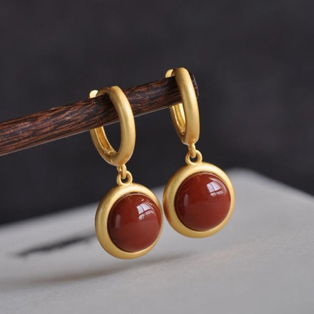 Buddha Stones 925 Sterling Silver White Jade Agate Prosperity Earrings  - image 9
