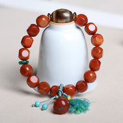 Buddha Stones Natural South Red Agate Pixiu Dzi Bead Fortune Luck Bracelet - image 8